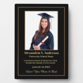 Abschluss Graduate Foto Gold Black Personalize Fotoplatte (Vorderseite)