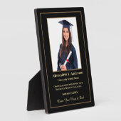 Abschluss Graduate Foto Gold Black Personalize Fotoplatte (Seite)
