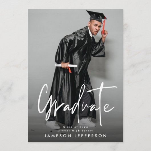 Abschluss-Graduate für Weißbrush-Foto Ankündigung (Vorderseite)