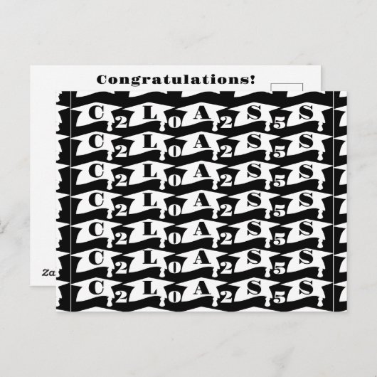 Abschluss-Graduate-Klasse 2025 Schwarz/Weiß Postkarte (Vorne/Hinten)