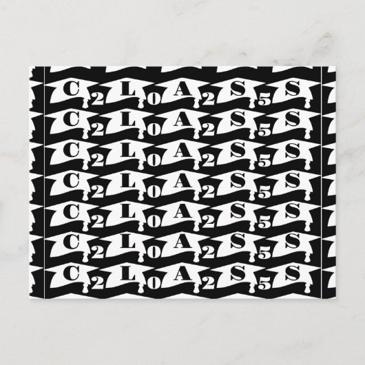 Abschluss-Graduate-Klasse 2025 Schwarz/Weiß Postkarte (Vorderseite)