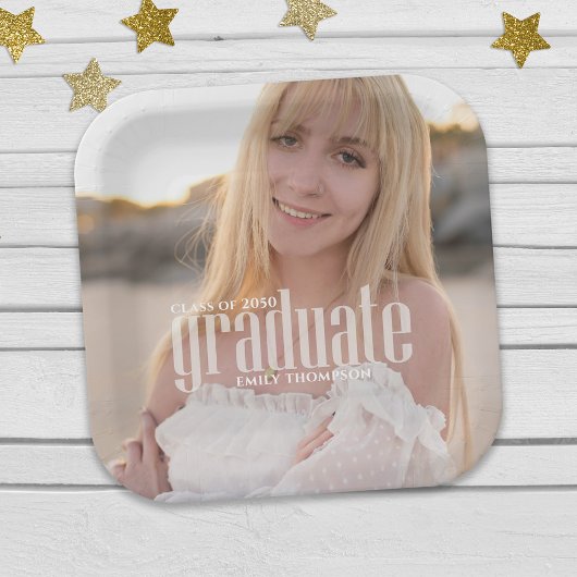 Abschluss Graduate Modernes Foto Elegantes Party Pappteller