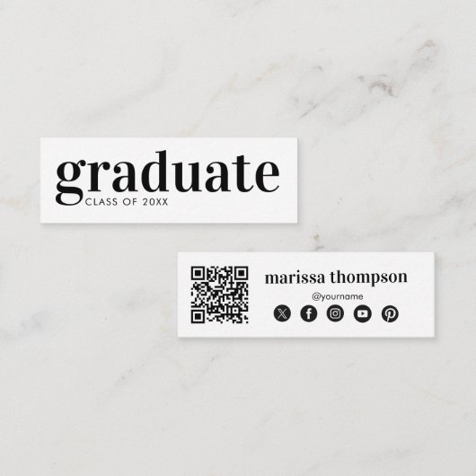 Abschluss Graduate QR Code Social Media Mini Visitenkarte (Vorne/Hinten)