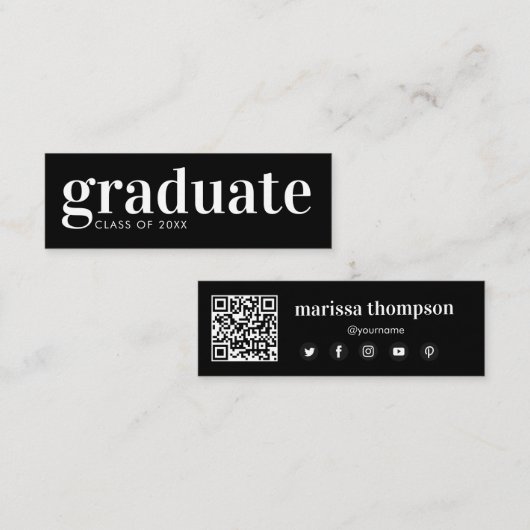Abschluss Graduate QR Code Social Media Mini Visitenkarte (Vorne/Hinten)