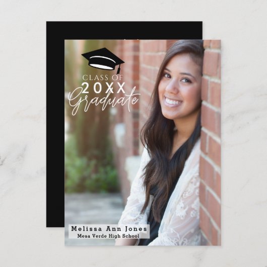 Abschluss Graduate School Modernes Foto Picture Einladungspostkarte (Vorne/Hinten)