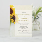 Abschluss Graduate Sunflower Rustikale Einladung (Stehend Vorderseite)