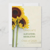 Abschluss Graduate Sunflower Rustikale Einladung (Rückseite)