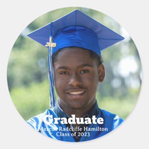 Abschluss Graduierte personalisiertes Foto Moderne Runder Aufkleber