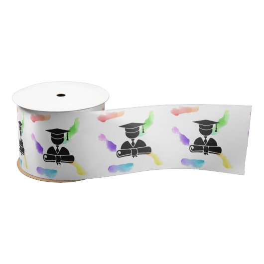 Abschluss Graphic Watercolor Gift Ribbon HAMbyWG Satinband (Spule)