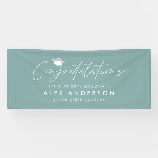 Abschluss Gratulation an schlicht-modern staubblau Banner (Horizontal)