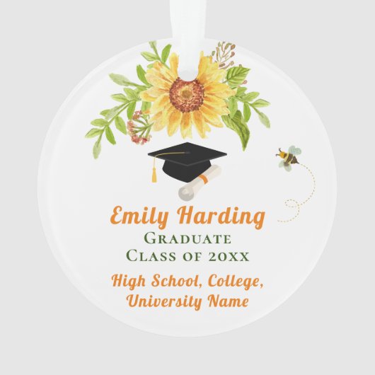 Abschluss Gratulation Gelbe Flora Ornament (Rückseite)