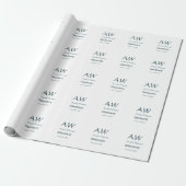 Abschluss-Gratulation Monogramm blau grau Name 20X Geschenkpapier (Ungerollt)