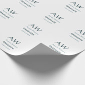 Abschluss-Gratulation Monogramm blau grau Name 20X Geschenkpapier (Ecke)