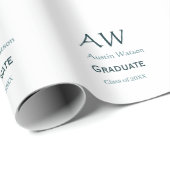 Abschluss-Gratulation Monogramm blau grau Name 20X Geschenkpapier (Rolleneckpunkt)