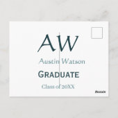 Abschluss-Gratulation Monogramm blau grau Name 20X Postkarte (Rückseite)