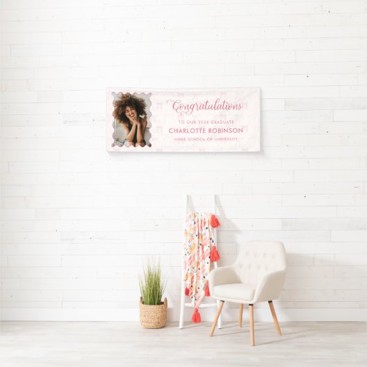 Abschluss Gratulation Pink Bow Foto Banner (Insitu)