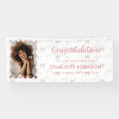 Abschluss Gratulation Pink Bow Foto Banner (Horizontal)
