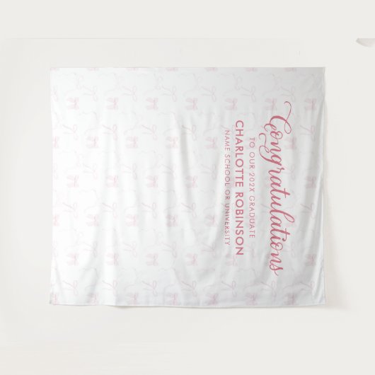 Abschluss Gratulation Rosa Hintergrund Wandteppich (Vorderseite (Horizontal))