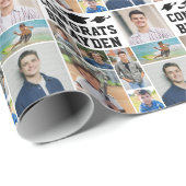 Abschluss Gratuliere Name 8 Foto-Collage Geschenkpapier (Rolleneckpunkt)