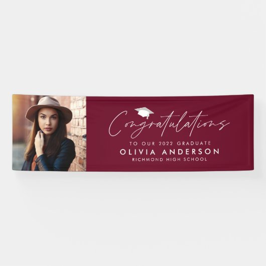Abschluss gratuliert burgundy modernes Foto Banner (Horizontal)