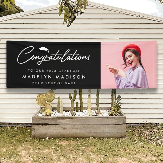 Abschluss gratuliert modernen Foto schwarz Banner