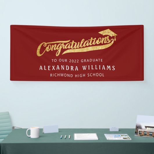 Abschluss gratuliert schlicht modernes Bordeaux Banner (Messe)