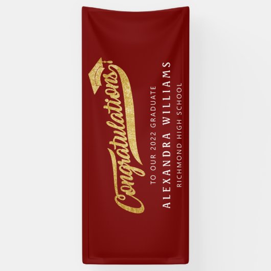 Abschluss gratuliert schlicht modernes Bordeaux Banner (Vertikal)