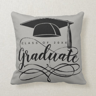 Abschluss Graue Schwarze Schrift Typografie Grad C Kissen