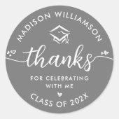 Abschluss Gray Modern Vielen Dank, dass Sie Script Runder Aufkleber (Vorderseite)