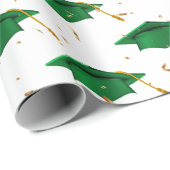 Abschluss Green Caps und Gold Confetti Geschenkpapier (Rolleneckpunkt)