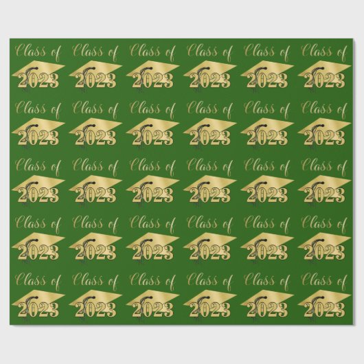 Abschluss Green Metallic Gold Class Year Geschenkpapier (Flach)