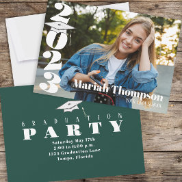 Abschluss Green Typografy Foto Class of 2023 Einladung