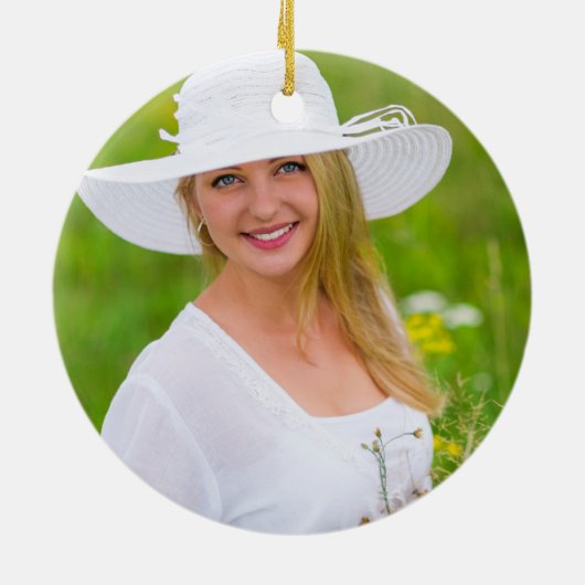 Abschluss Green und Gold Classic Foto Keramik Ornament (Hinten)