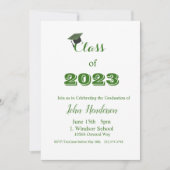 Abschluss Green & White Invitation Class 2023 Einladung (Vorderseite)