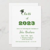 Abschluss Green & White Invitation Class 2023 Einladung (Vorne/Hinten)