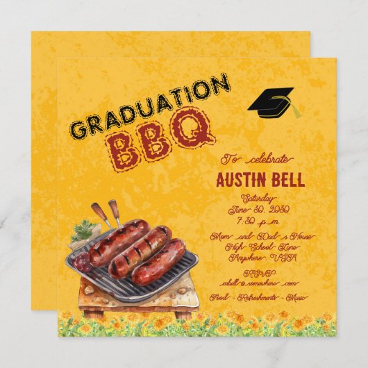 Abschluss GRILLEN Einladung (Vorne/Hinten)