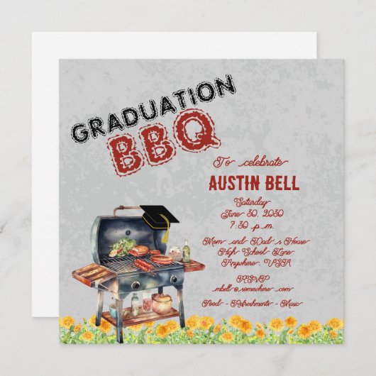 Abschluss GRILLEN Einladung (Vorne/Hinten)