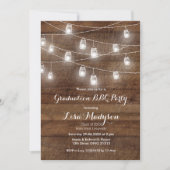 Abschluss GRILLEN Einladung Holz Rustikale Karte (Vorderseite)