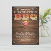 Abschluss GRILLEN Einladungen (Grill & Holz) (Stehend Vorderseite)