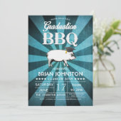 Abschluss GRILLEN Einladungen (Türkisblau) (Stehend Vorderseite)