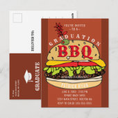 Abschluss GRILLEN Party Burger Einladung Postkarte (Vorne/Hinten)