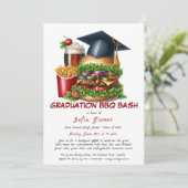 Abschluss GRILLEN Party Einladung | Backyard-Cooki (Stehend Vorderseite)