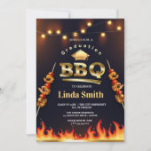 Abschluss GRILLEN Party Einladung | Flamme und Ske (Vorderseite)