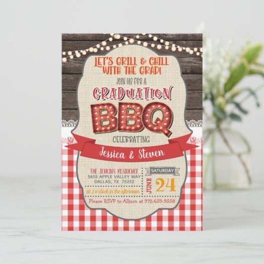 Abschluss GRILLEN Party Einladung - Grill & Chill (Stehend Vorderseite)