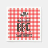 Abschluss GRILLEN Party Red Gingham Pig Roast Serviette (Vorderseite)