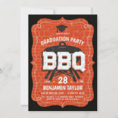 Abschluss GRILLEN Party Rustikale Wand Garten Auße Einladung (Vorderseite)