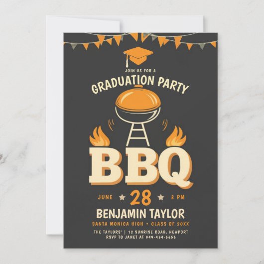 Abschluss GRILLEN Party Rustikales Land Western Sc Einladung (Vorderseite)