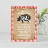 Abschluss GRILLEN Party Vintag Red Kariert Chalkbo Einladung (Stehend Vorderseite)