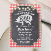 Abschluss GRILLEN Rustic Chalkboard Red Gingham Einladung