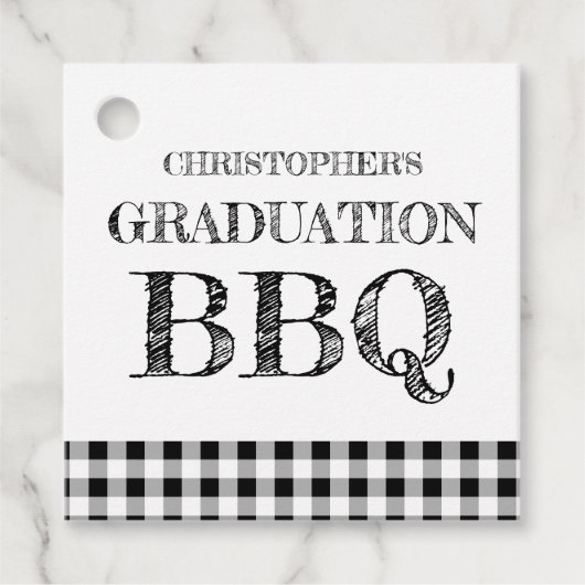 Abschluss-Grillfest Gingham Geschenkanhänger (Vorderseite)